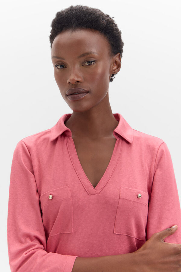 Cortefiel Camiseta cuello polo Pink