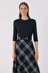 Cortefiel Plaid print ruched dress Grey