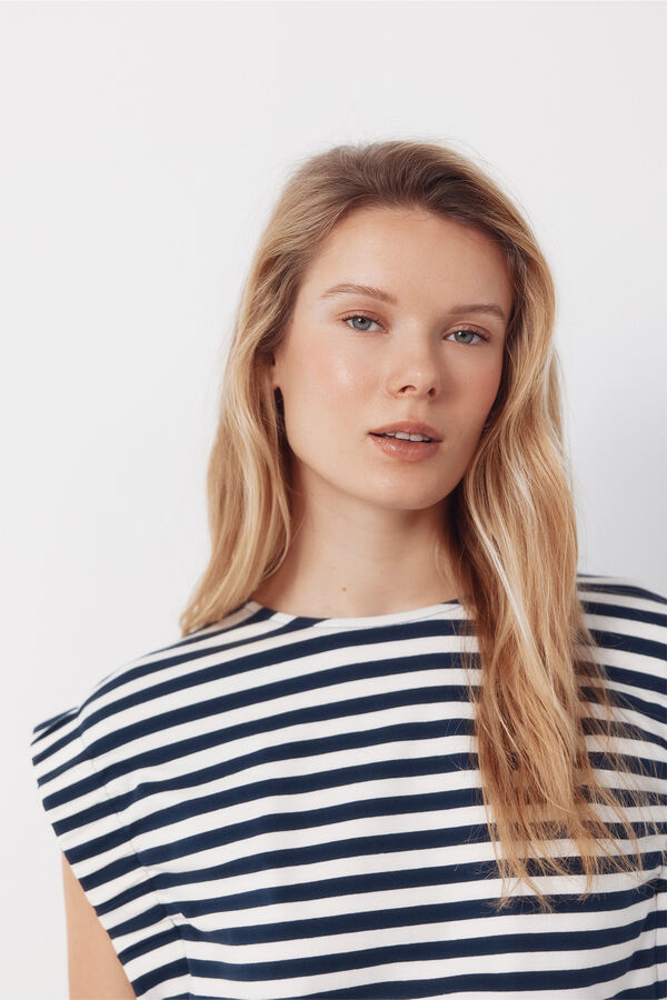 Cortefiel T-shirt with gathered armholes Printed blue