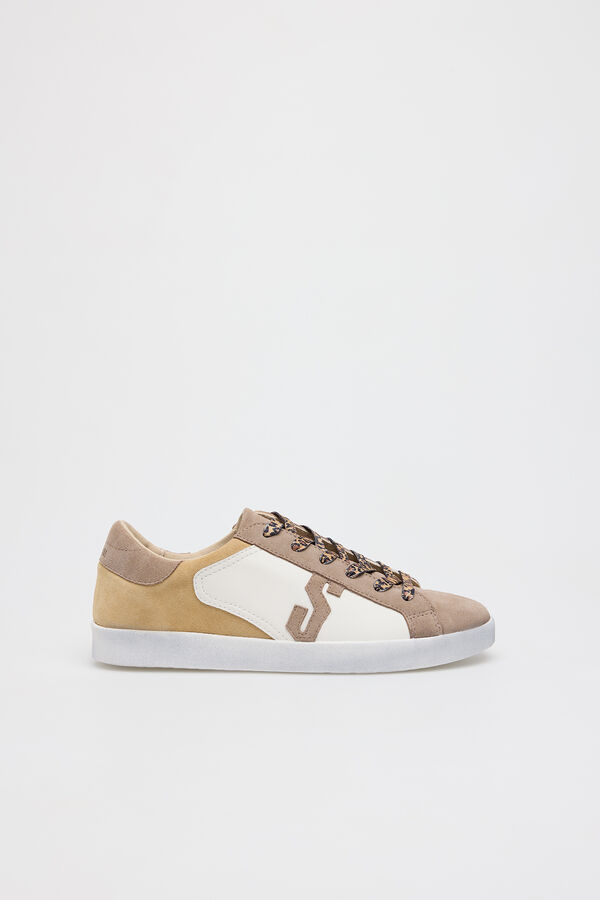 Cortefiel Leather sneaker Ivory