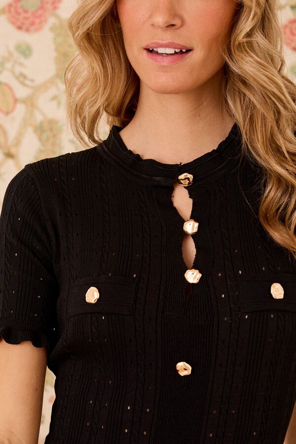 Pol&iacute;n Et Moi Vestido de malha Stella Preto