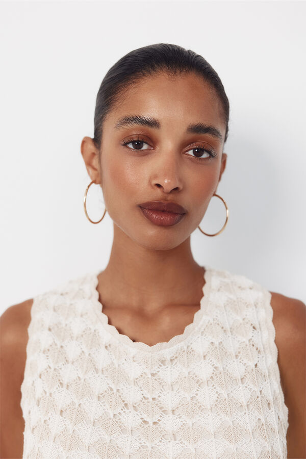 Cortefiel Vestido estruturado r&uacute;stico Ecru