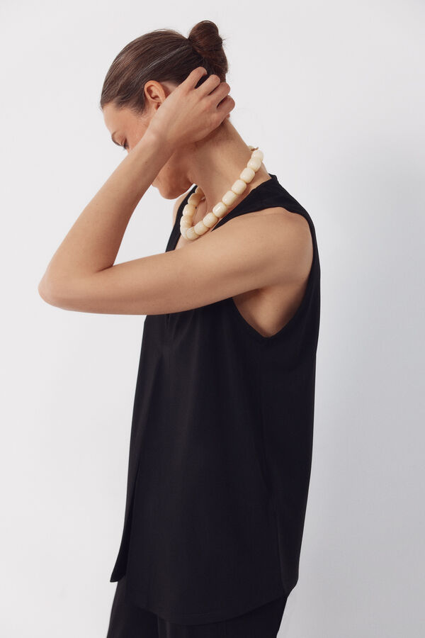 Cortefiel Top largo pliegue Negro