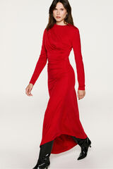 Selected Vestido slim fit assimétrico Vermelho