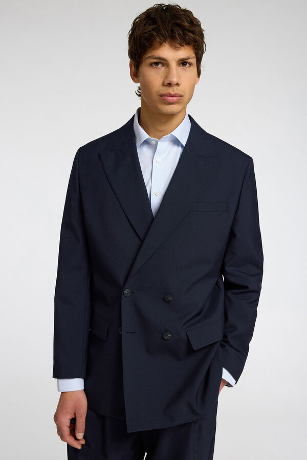 Selected Camisa de manga comprida elegante 100% algodão Azul