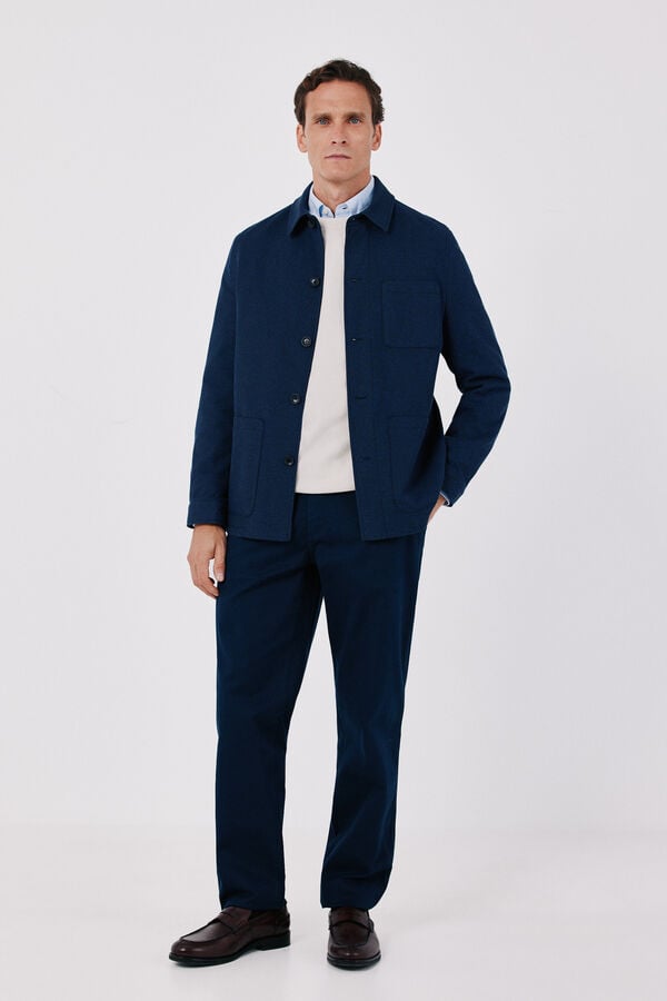 Cortefiel Navy knit overshirt Navy