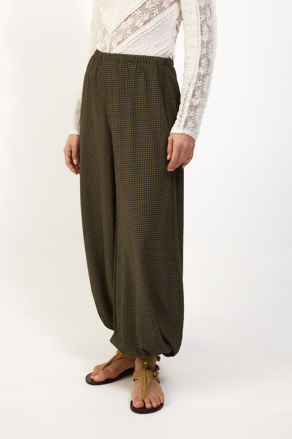 Slowlove Pantal&oacute;n bombacho cuadros Estampado verde