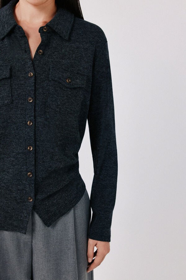 Cortefiel Stretch shirt with pockets Grey