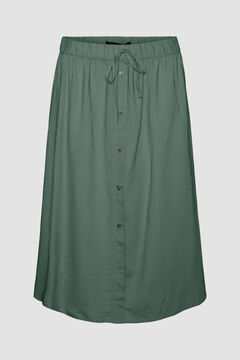 Cortefiel Plus size midi linen skirt Pistachio green