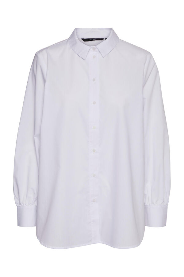 Cortefiel Camisa oversize de mujer manga larga Blanco
