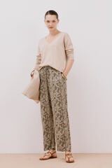 Cortefiel Flowing printed trousers Printed green