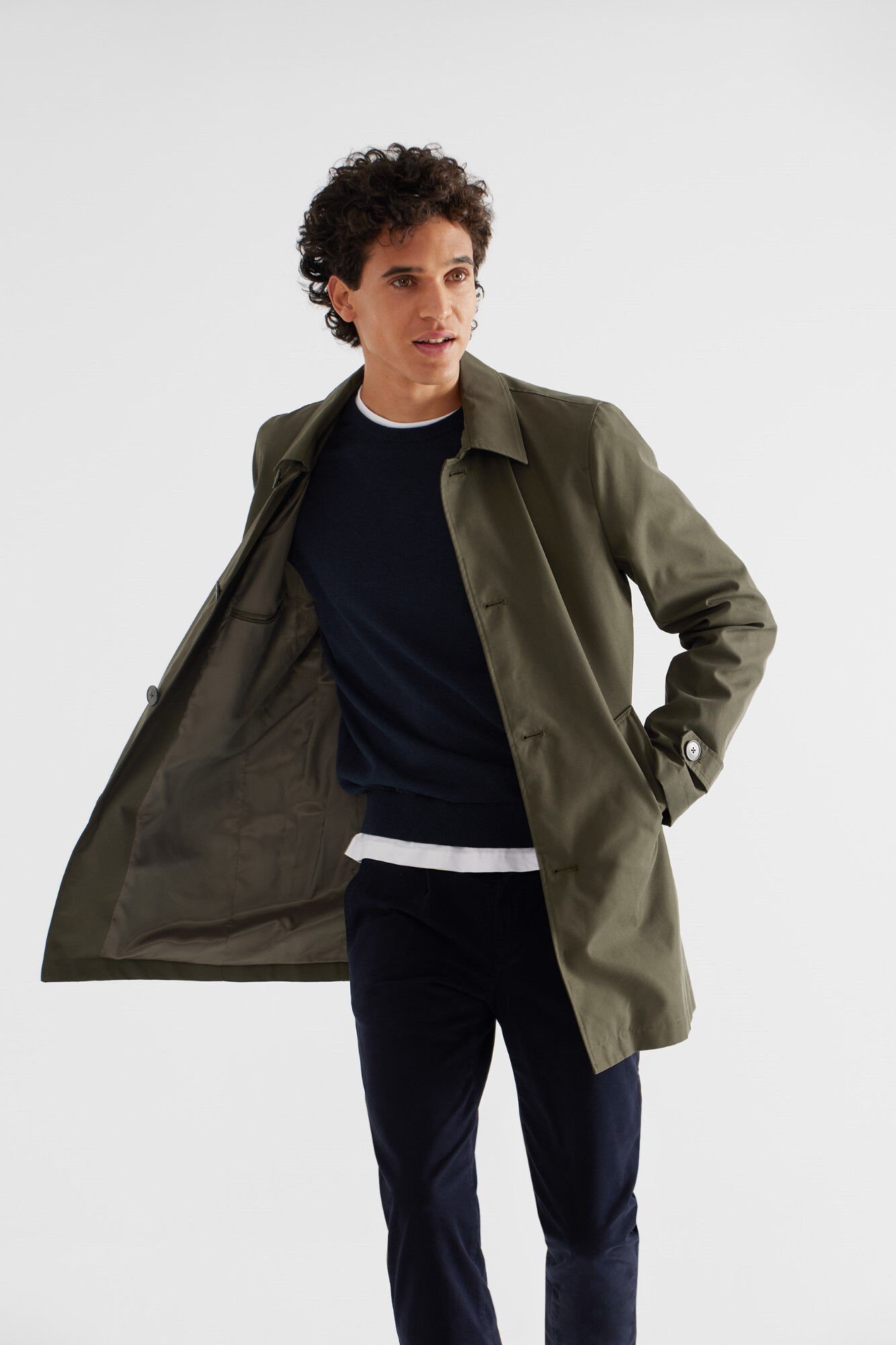 Green trench coat men discount