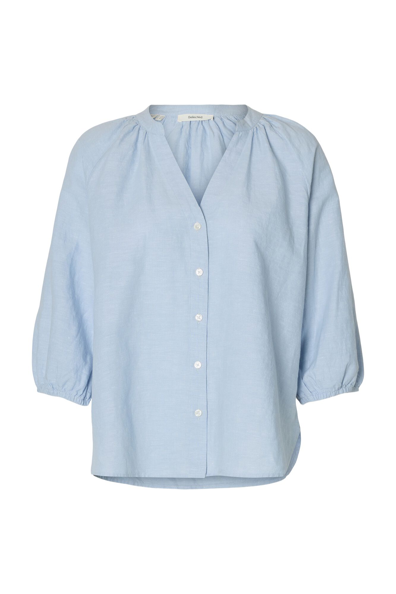 Selected Blusa manga 3/4 lino