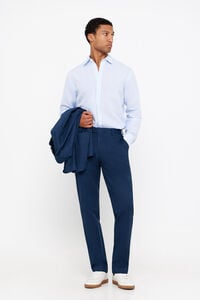 Cortefiel Cotton/linen slim fit trousers Navy