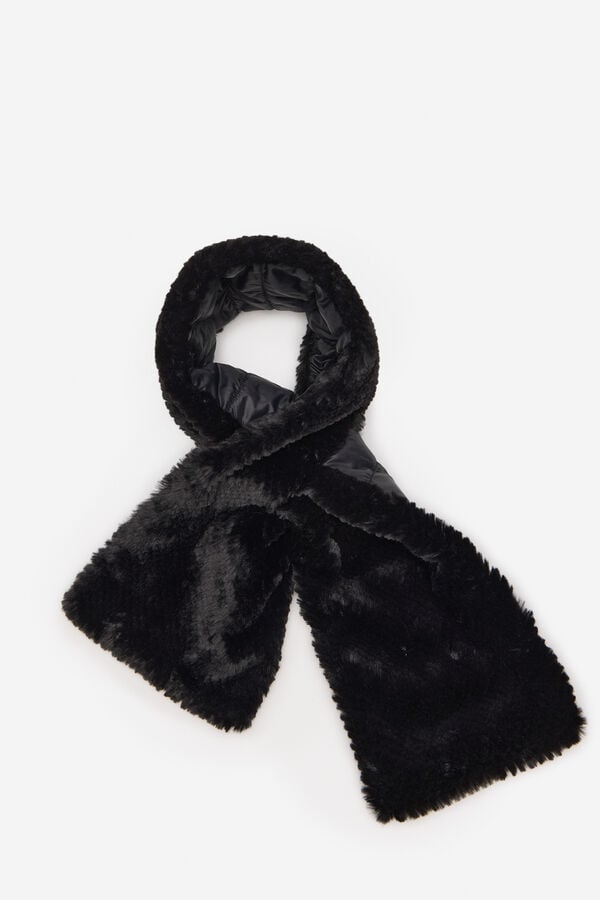 Cortefiel reversible fur collar Black