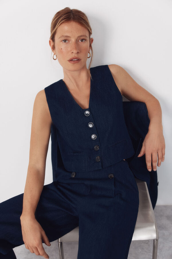 Cortefiel Tailored denim vest Blue