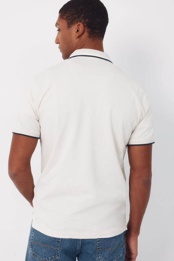 Cortefiel Fantasy neck structure polo shirt Ivory