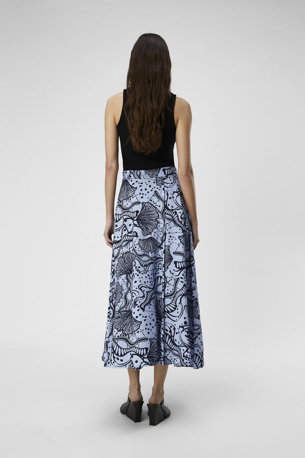 Cortefiel Long printed skirt Blue