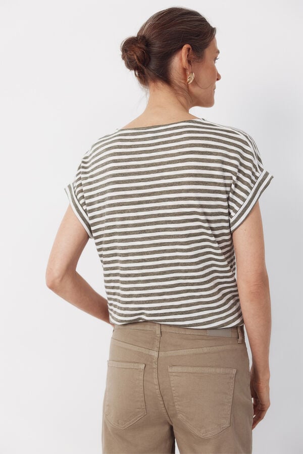 Cortefiel Striped t-shirt Kaki