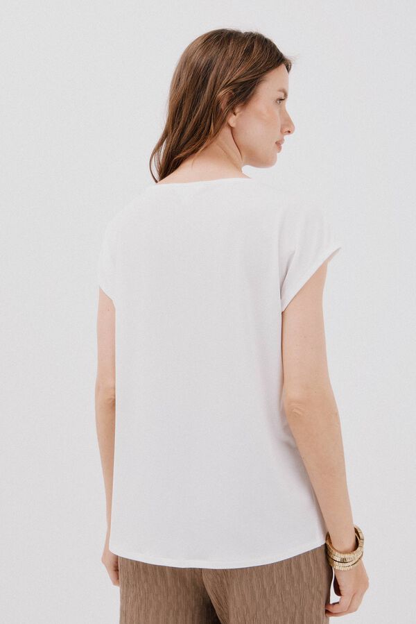 Cortefiel V -shirt with lace detail White