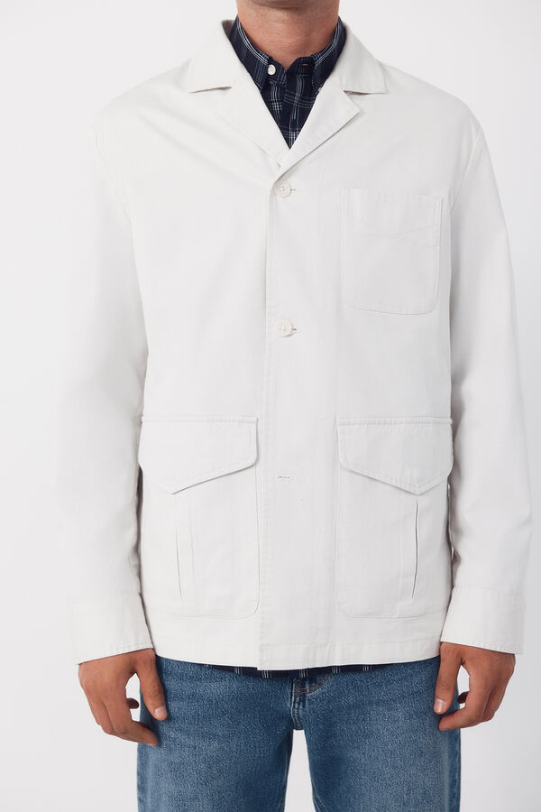 Cortefiel Safari jacket, linen blend Ivory