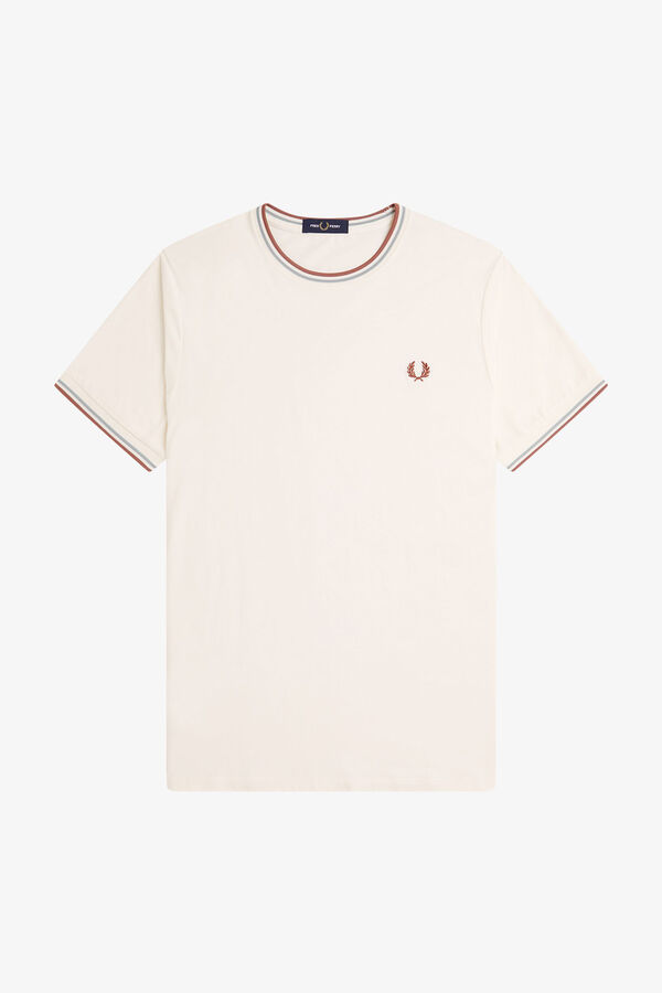 Fred Perry Camiseta com acabamento em duas listras Ecru