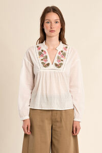 Molly Bracken Blusa de manga comprida com flores bordadas