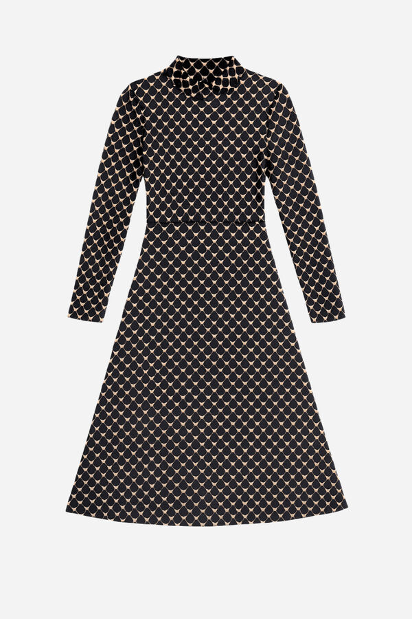 Cuplé Vestido midi de malha estampado Azul