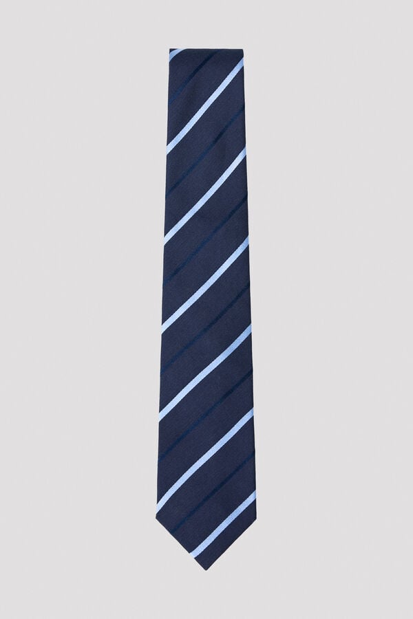 Cortefiel NATURAL silk tie Navy