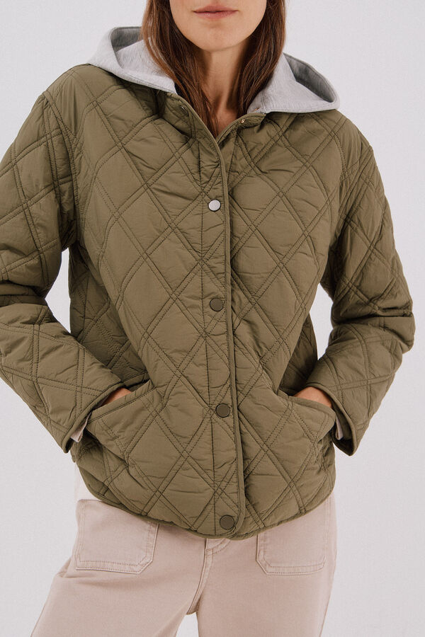 Cortefiel Short hood sweatshirt anorak Kaki