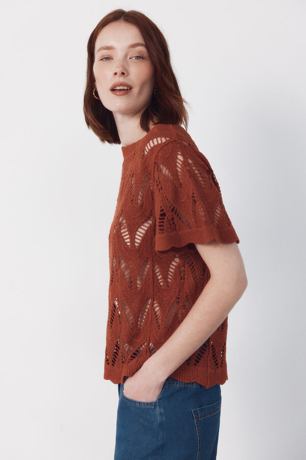 Cortefiel Crochet top Brown