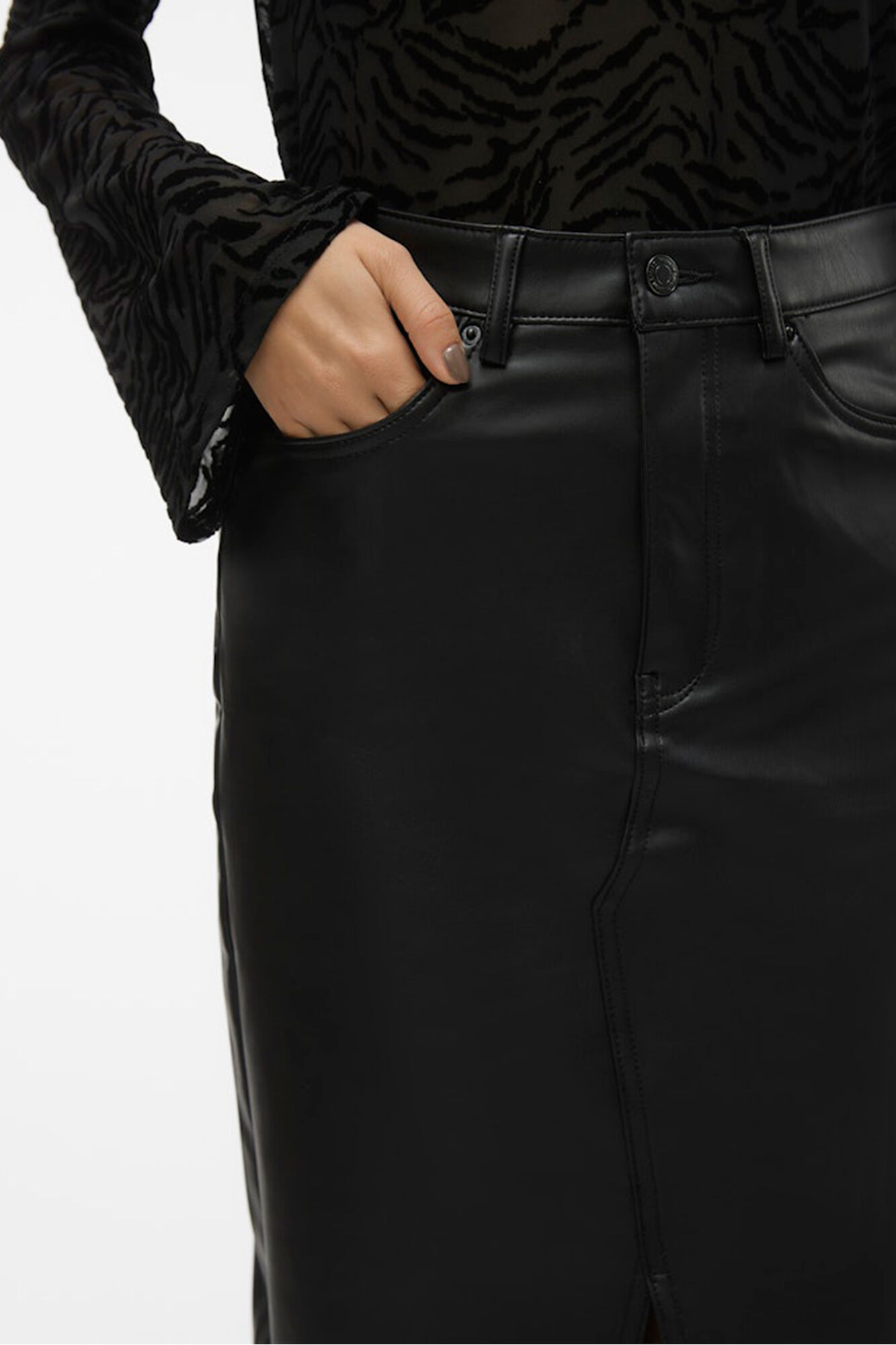 Vero Moda Medidas da saia em couro sint&eacute;tico