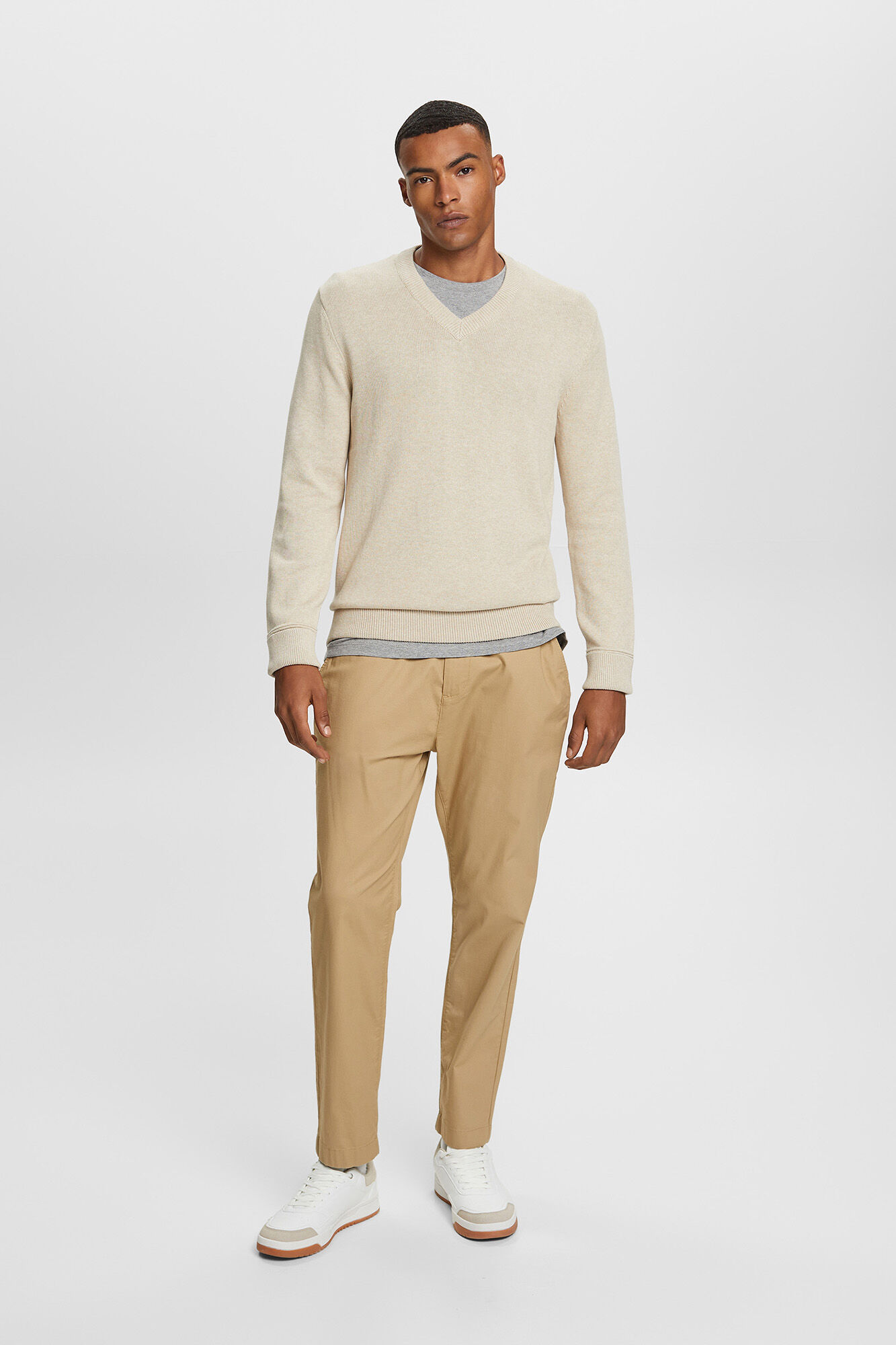 Jersey knit single colour cotton jumper Men s jumpers and