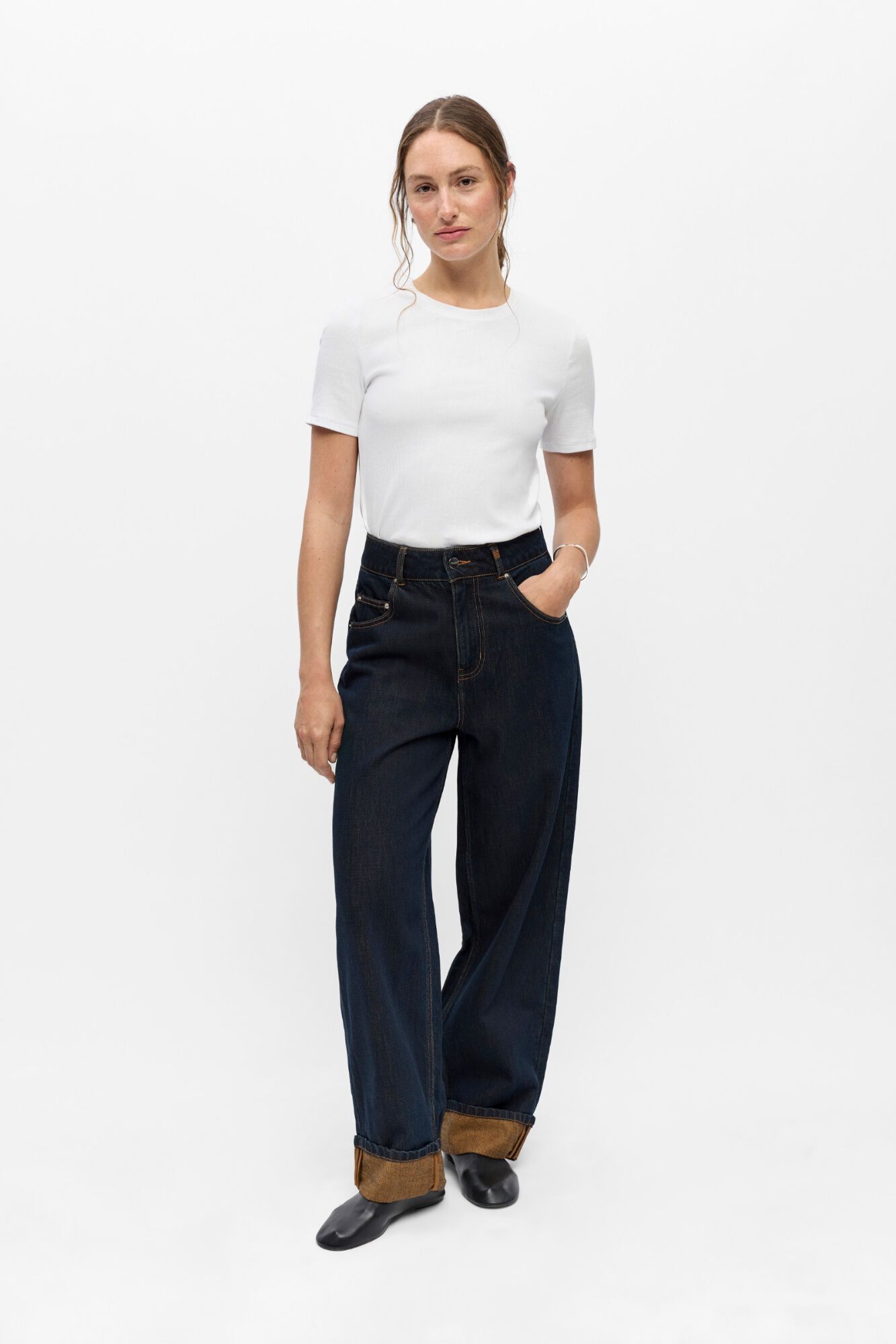 Object Straight hem turn-up jeans