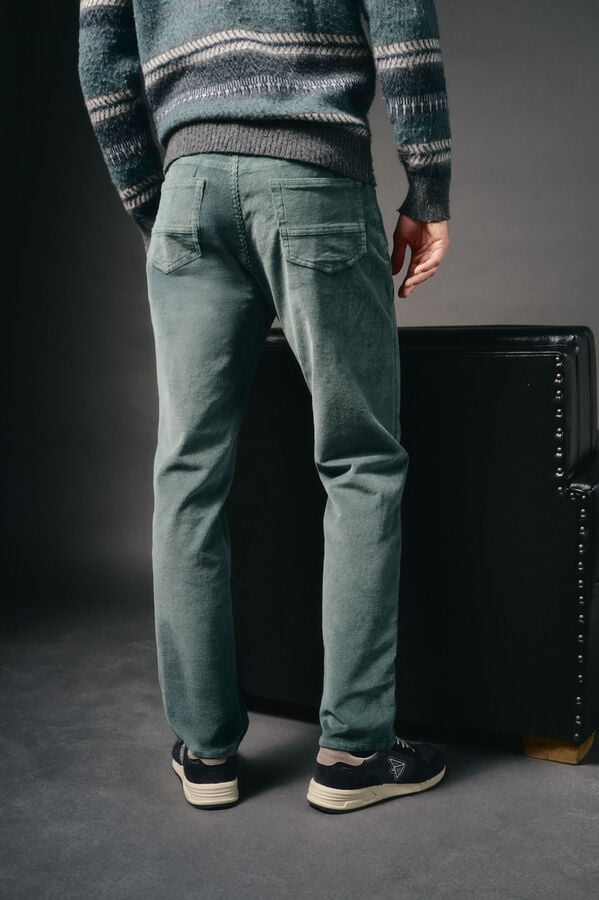 OOTO Pantalón 5 bolsillos slim fit pana Azul