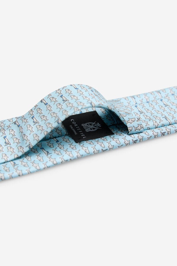 Cortefiel Natural silk tie Blue