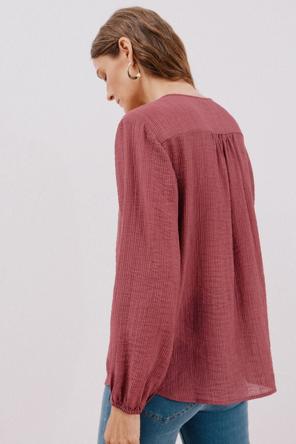 Cortefiel Round neck blouse Blue