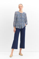 Cortefiel Printed pleated blouse Printed blue