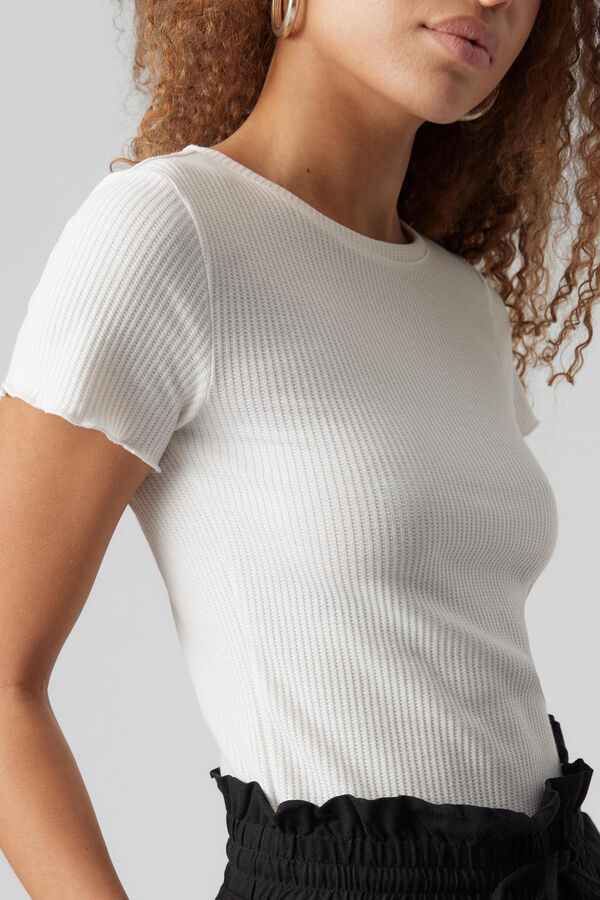 Cortefiel Ribbed top White