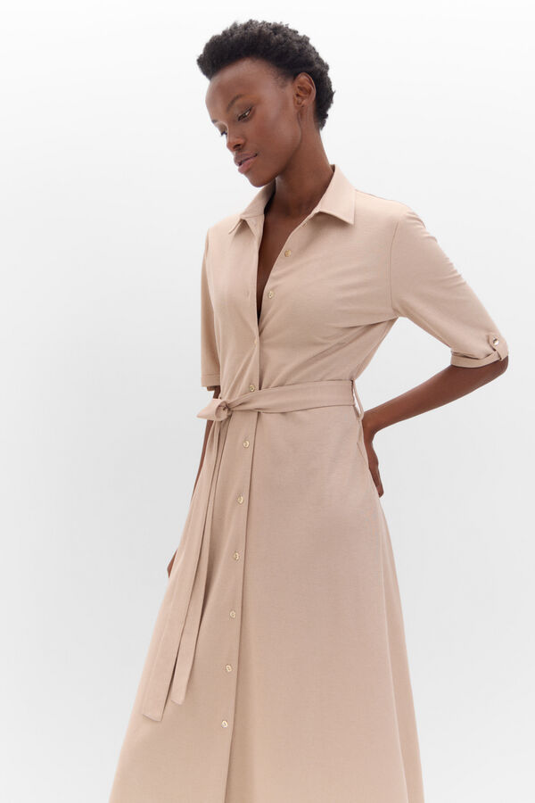 Cortefiel polo shirt dress in piqué jersey-knit Nude