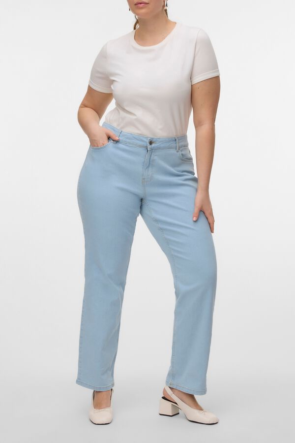 Vero Moda Curve Pantal&oacute;n vaquero de corte recto talla grande Azul