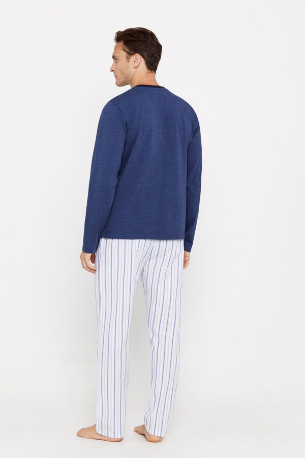 Cortefiel Jersey-knit and cloth pyjama set Navy