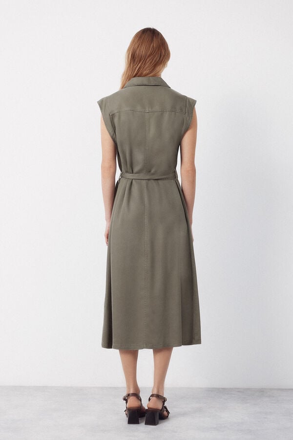 Cortefiel Tencel cargo dress Kaki