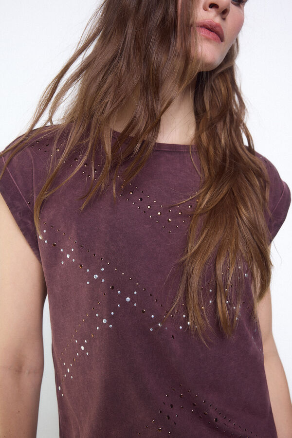 Slowlove Camiseta tachas Maroon
