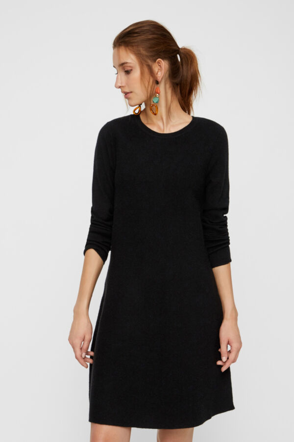 Cortefiel Jersey-knit dress with round neck Black