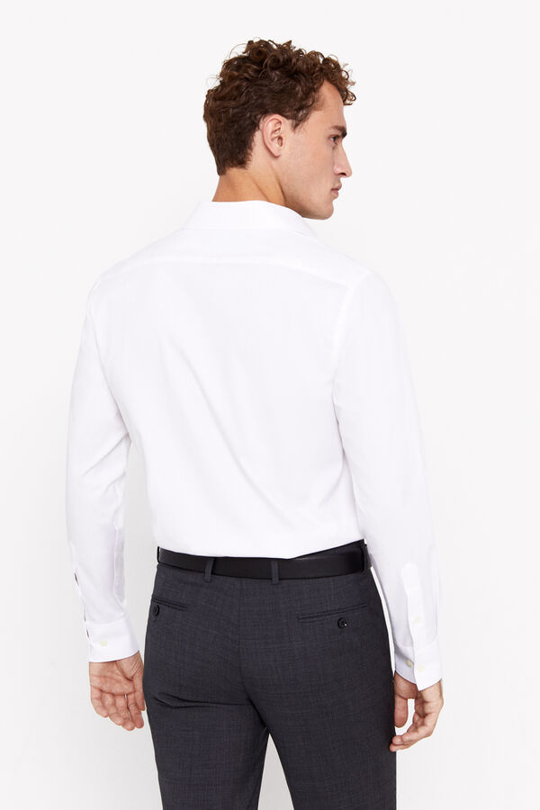 Cortefiel Plain Easy-iron pinpoint dress shirt White