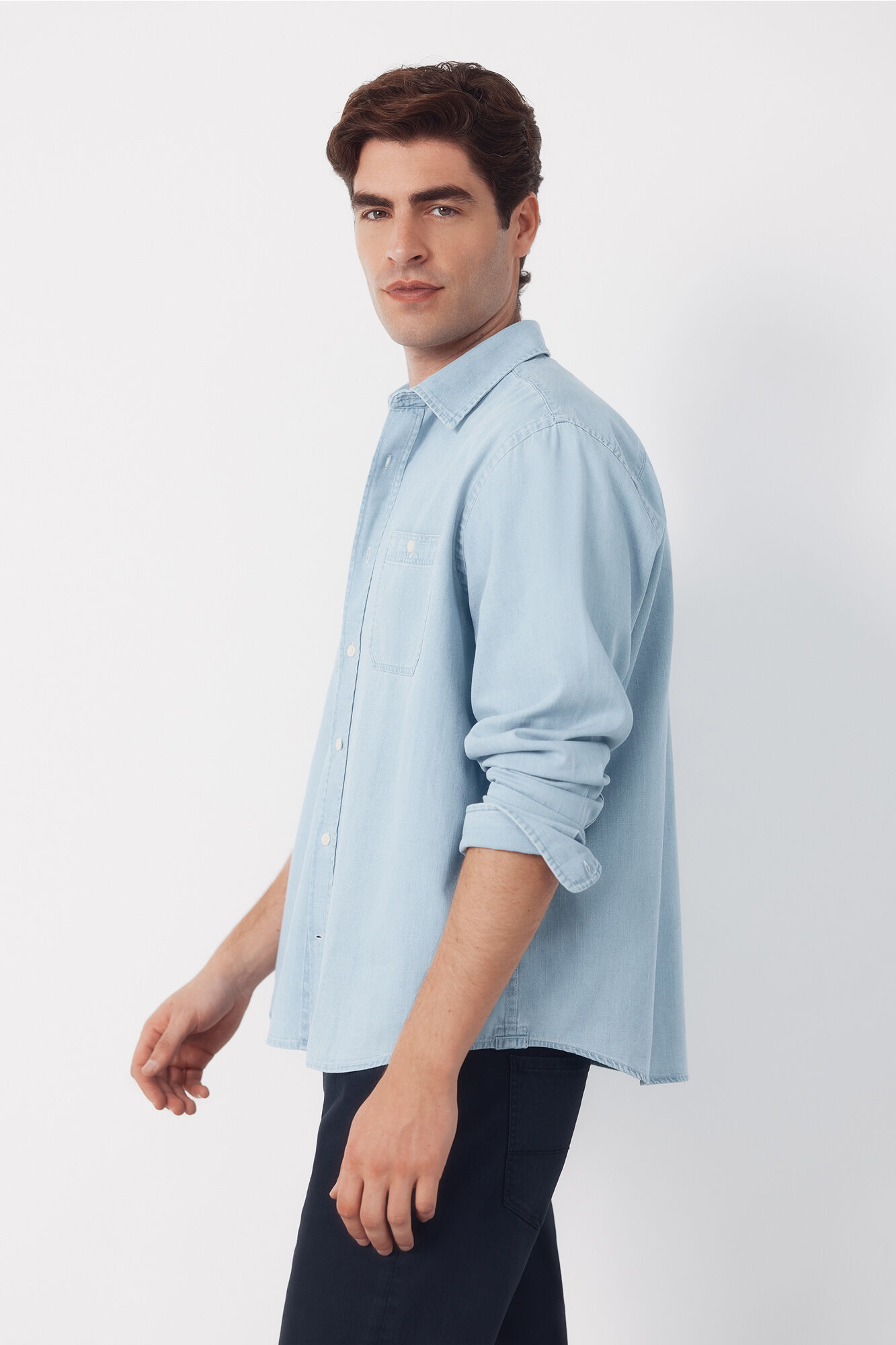 Cortefiel Denim chambray long sleeve shirt