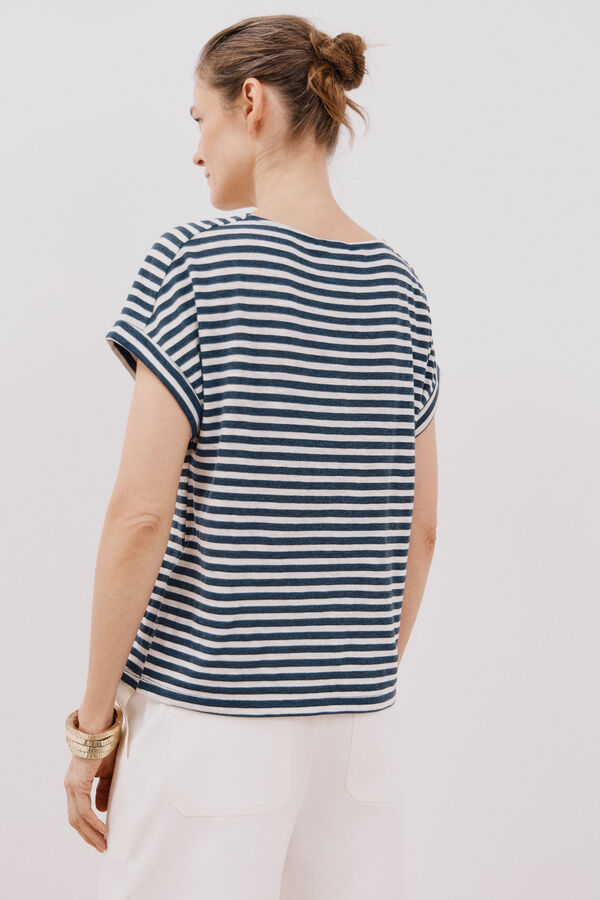 Cortefiel Striped t-shirt Printed blue