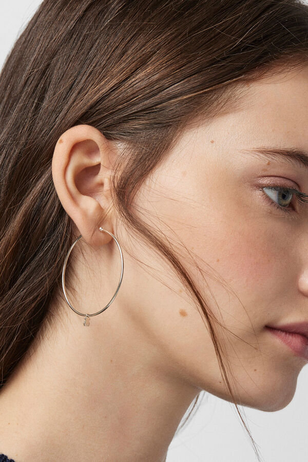 Tous Pendientes aro de plata 4cm TOUS Bear Gris