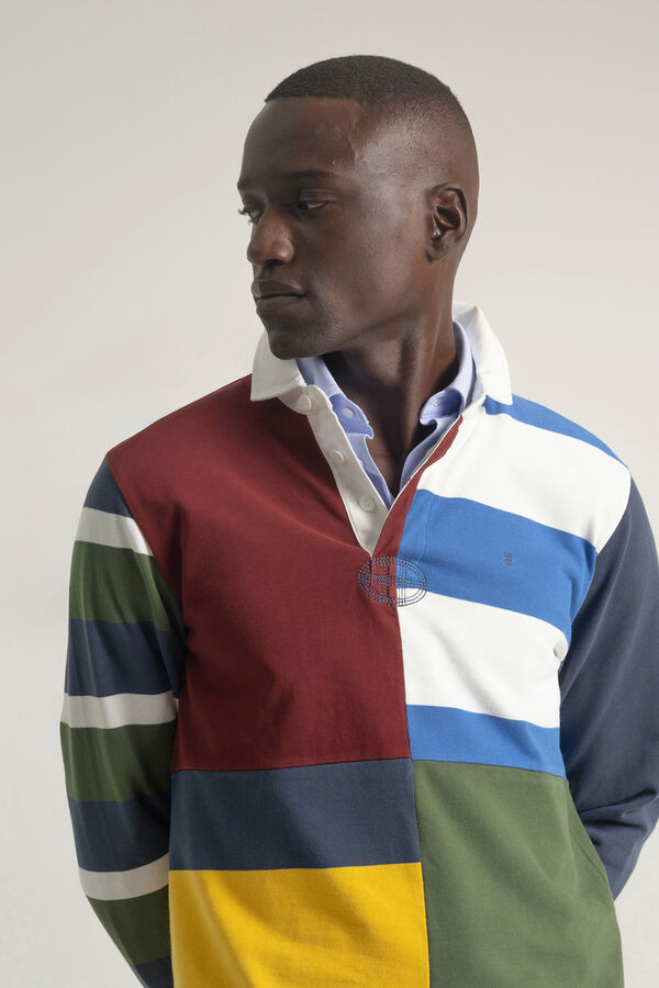 PuroEGO Camisa polo patchwork azul tinta Azul